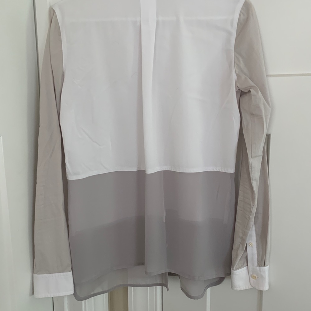 Trouve White And Cream, Color Block, Button Down - image 2